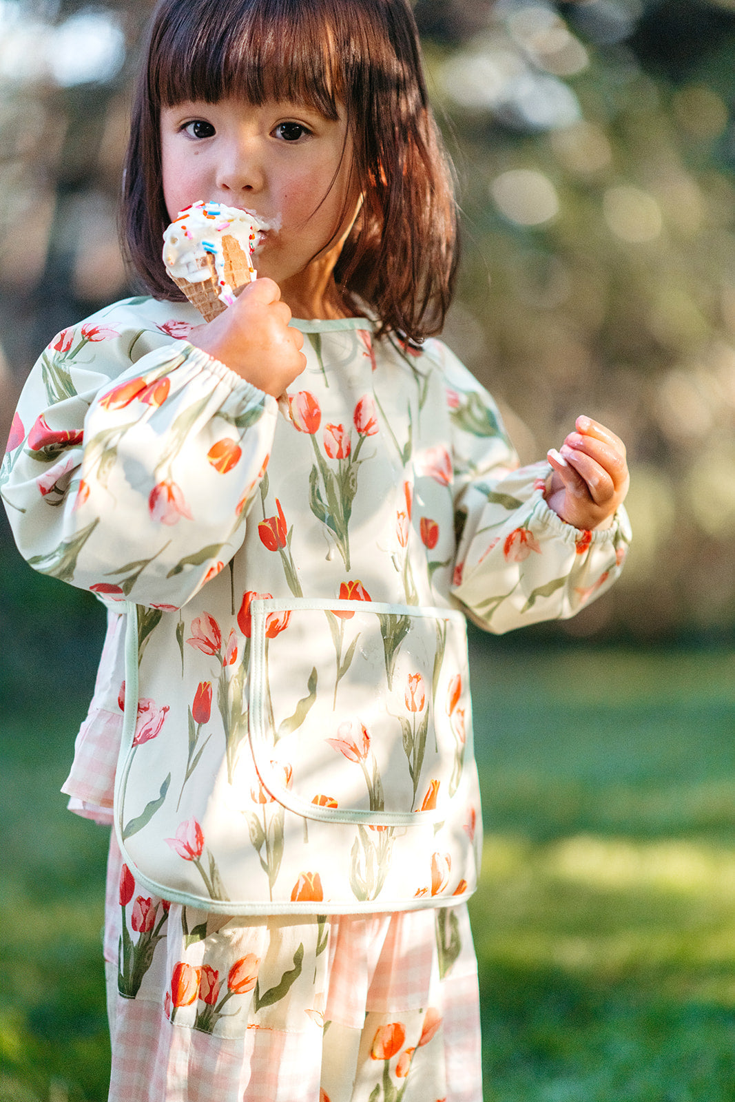 Strawberry Long Sleeve Pocket Bib