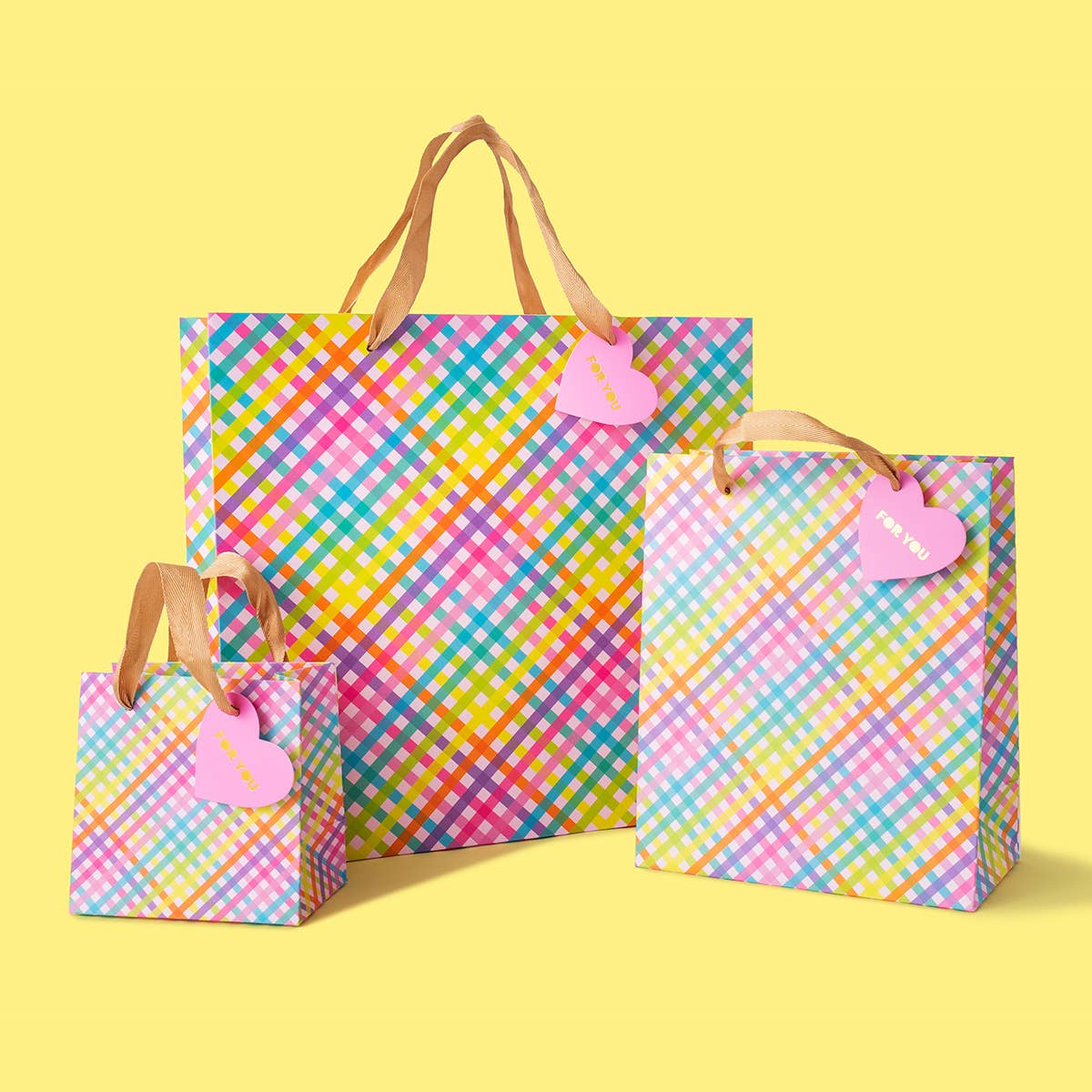 Gift Bags - Colorful Gingham - Assorted Sizes to Choose From: Large - Margot's Mercantile