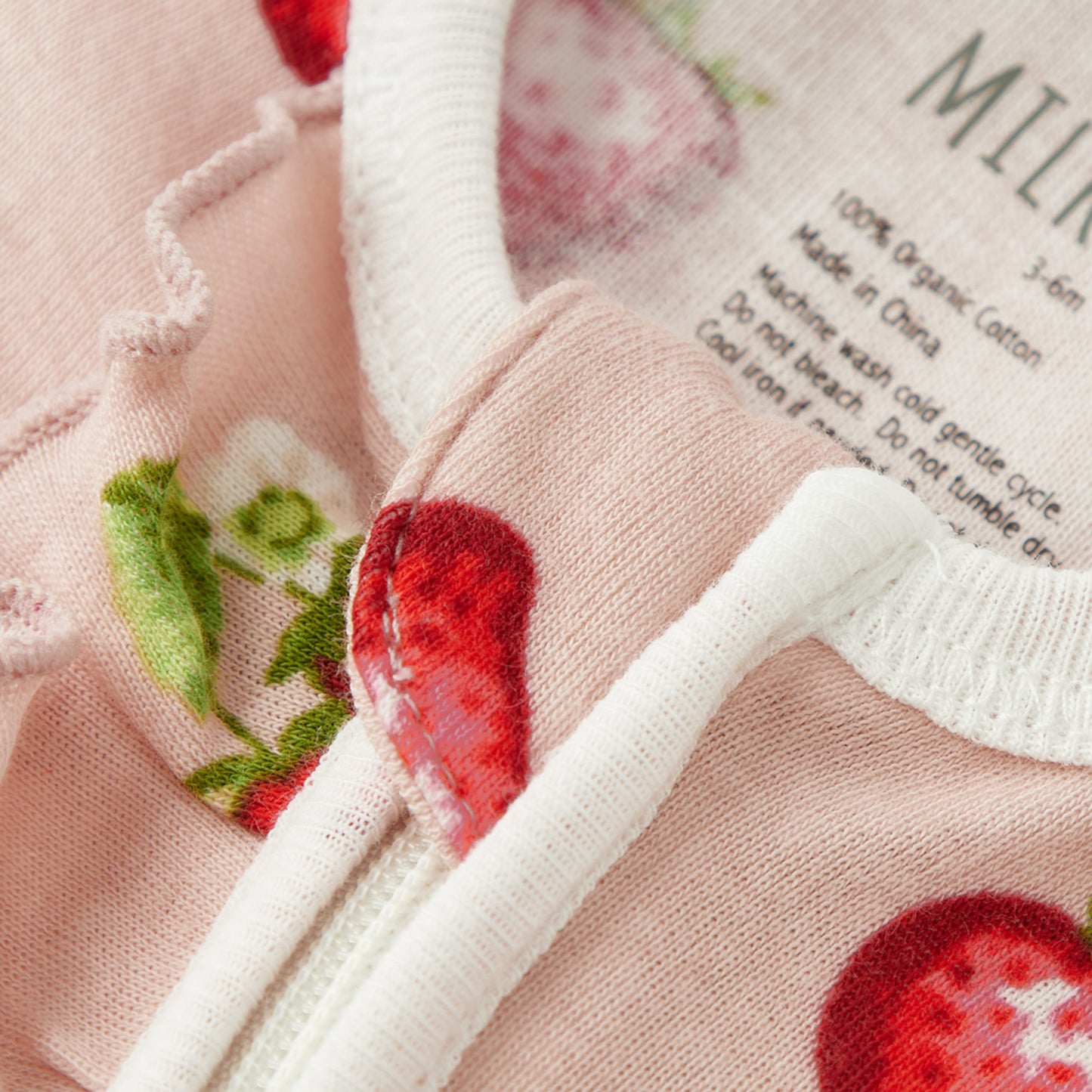 Strawberry Organic Cotton Ruffle Footed Romper