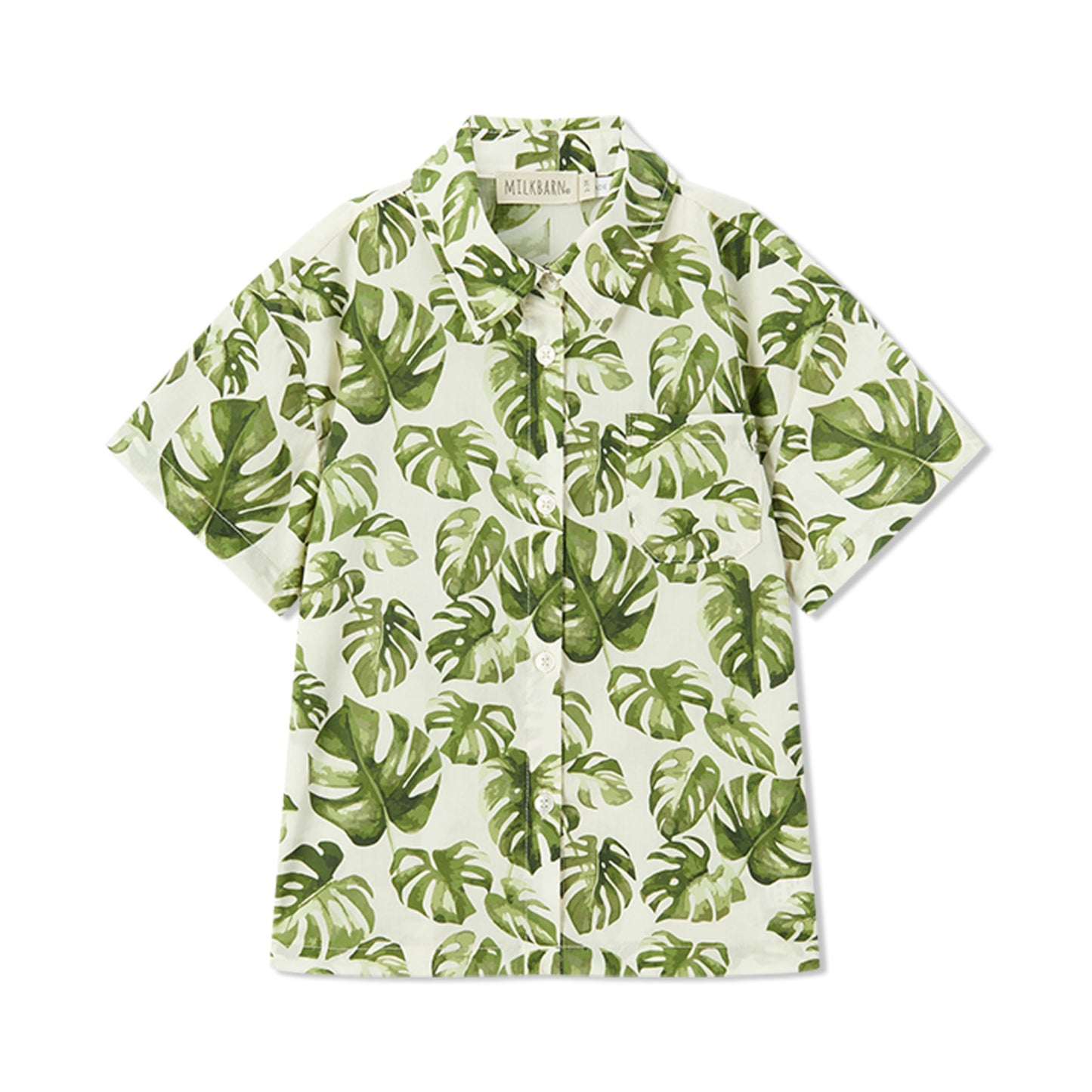 Island Leaf Collar Button-Up Shirt and Shorts Set