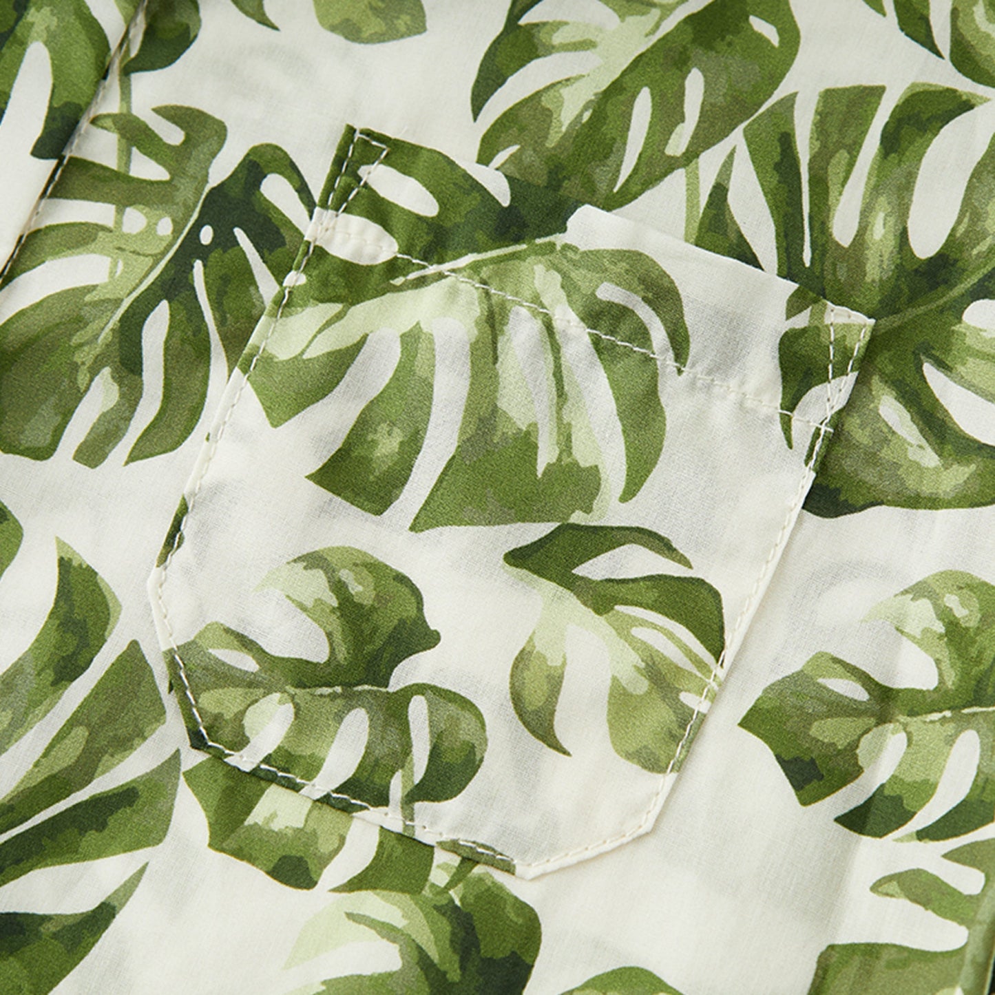 Island Leaf Collar Button-Up Shirt and Shorts Set
