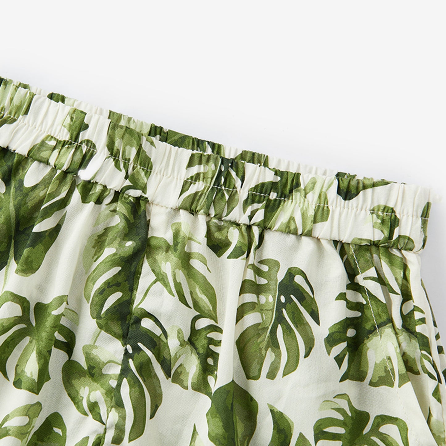 Island Leaf Collar Button-Up Shirt and Shorts Set