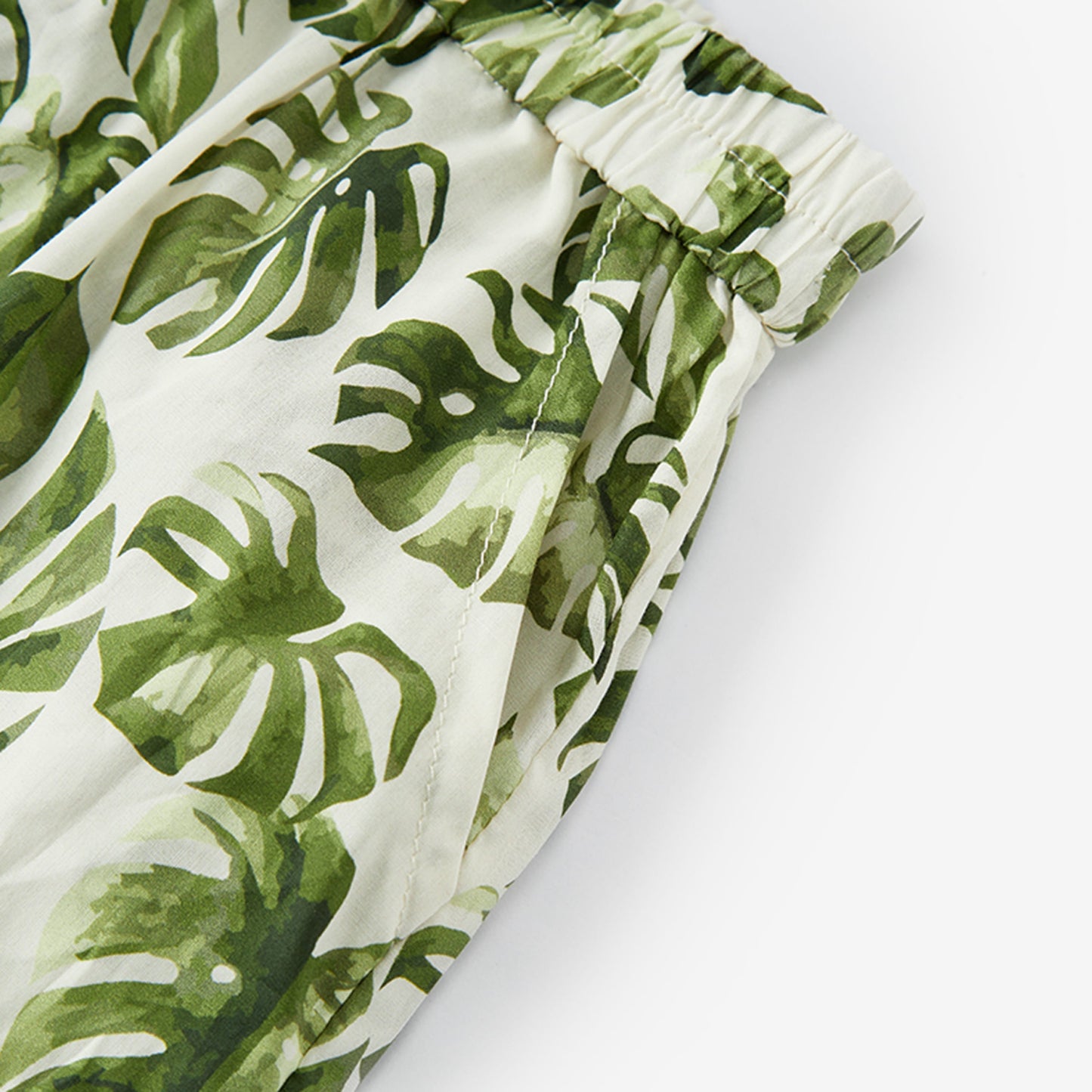 Island Leaf Collar Button-Up Shirt and Shorts Set