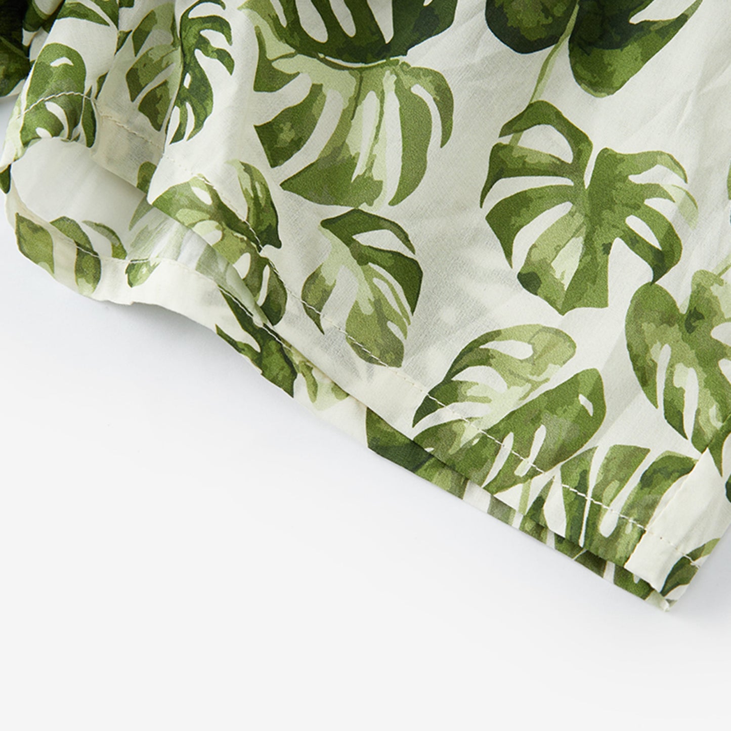 Island Leaf Collar Button-Up Shirt and Shorts Set