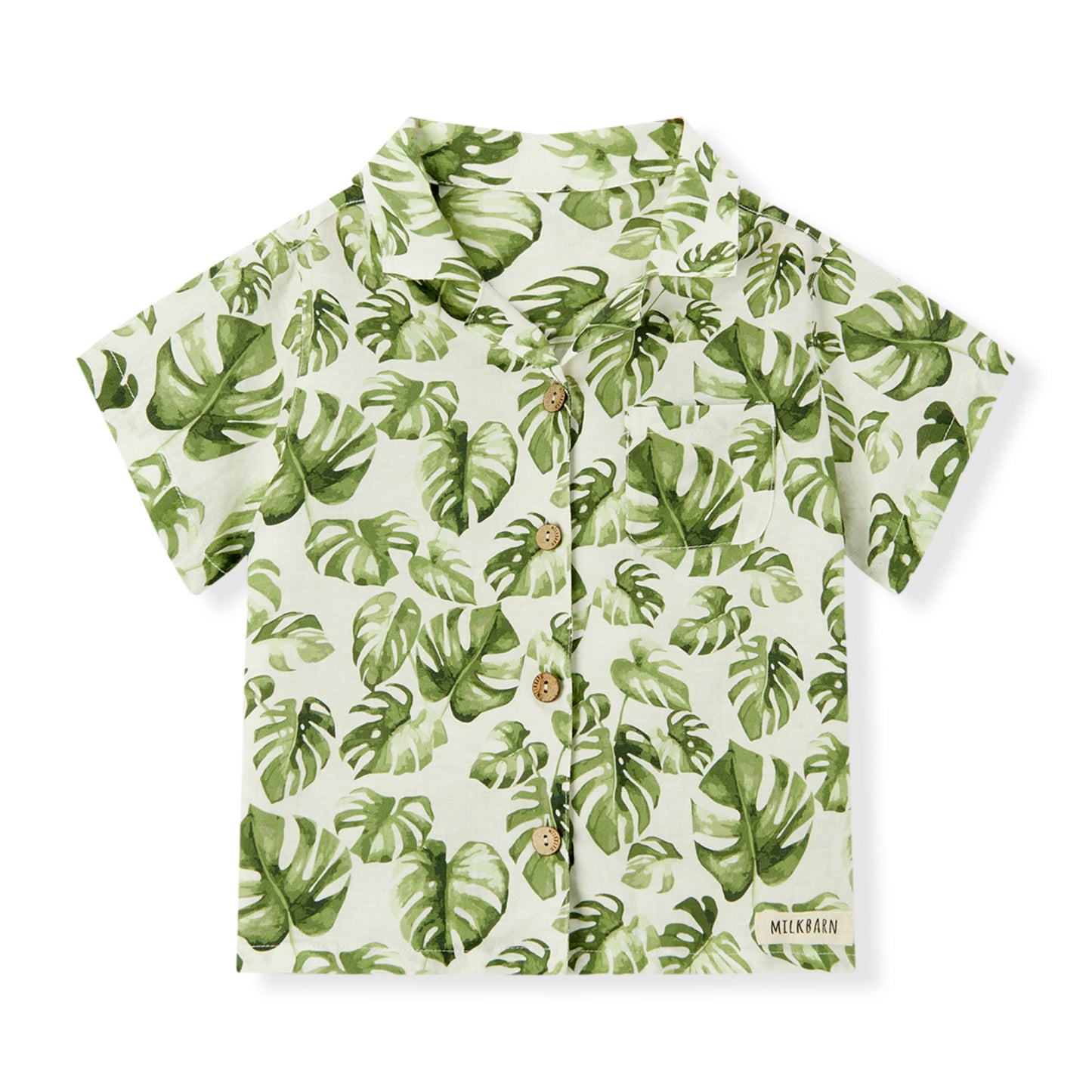 Island Leaf Linen Button-Up Shirt and Shorts Set