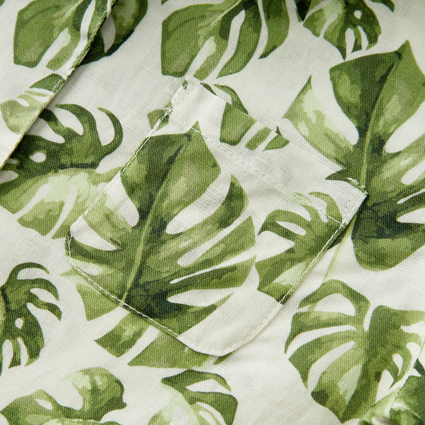 Island Leaf Linen Button-Up Shirt and Shorts Set