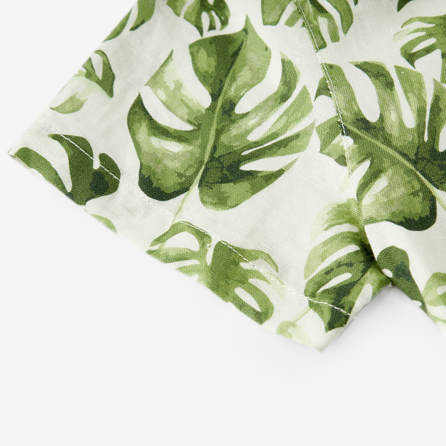 Island Leaf Linen Button-Up Shirt and Shorts Set