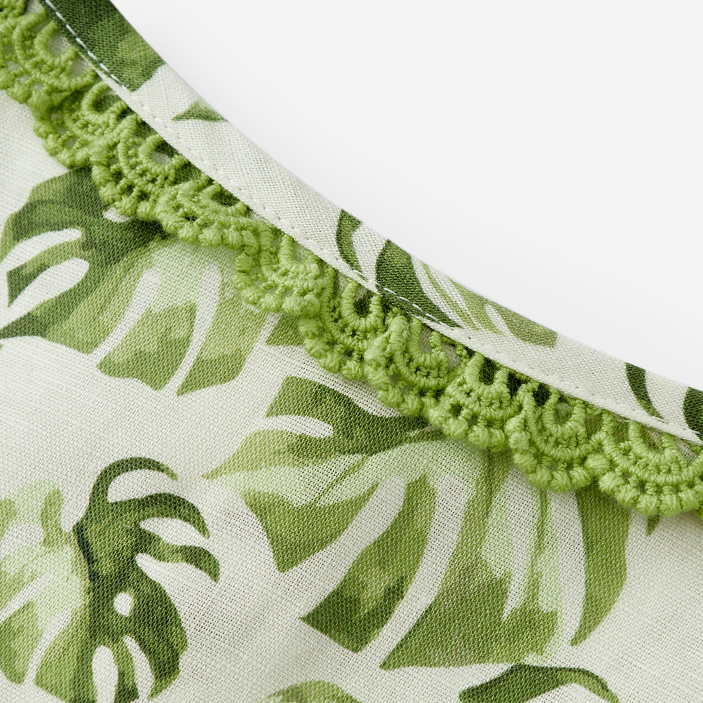 Island Leaf Linen Tiered Dress