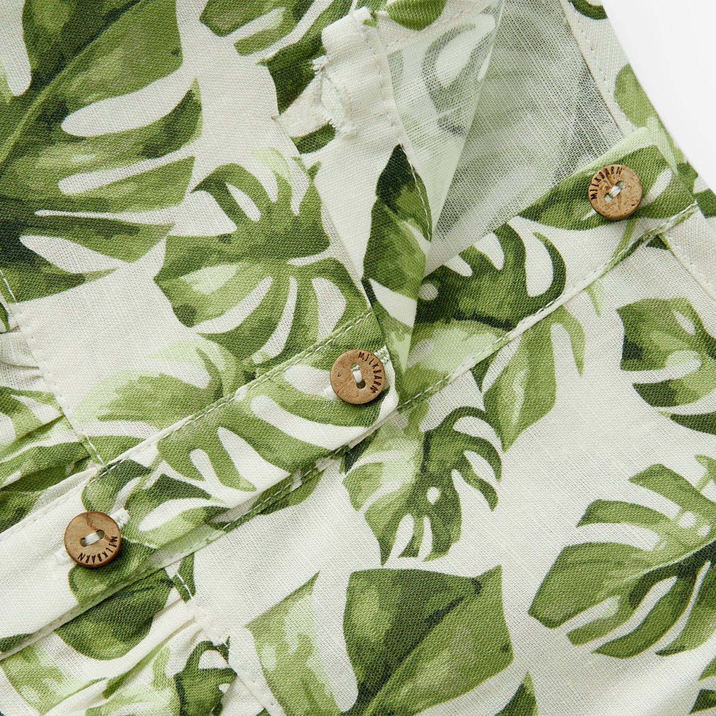 Island Leaf Linen Tiered Dress