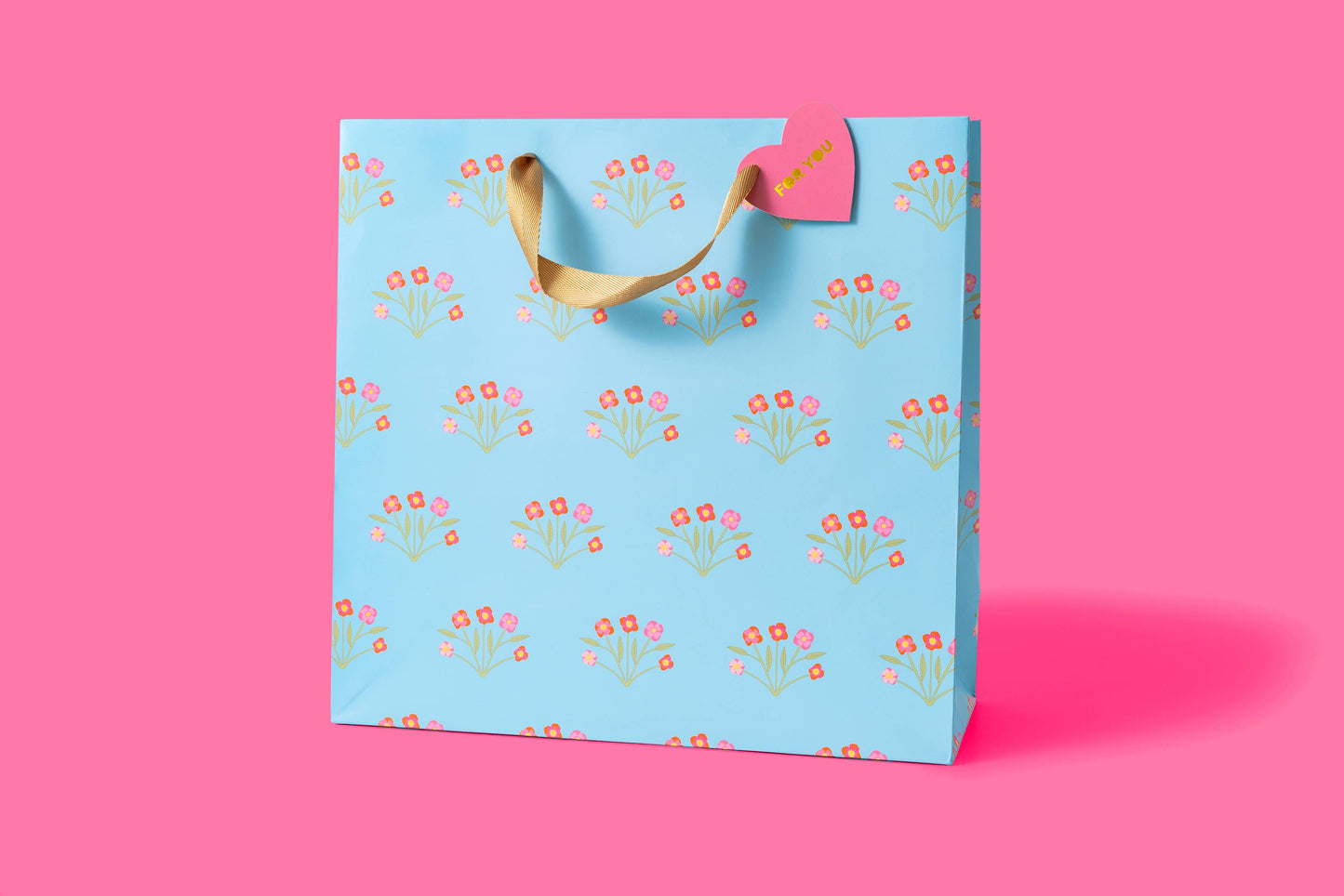 Blue with Bouquets Gift Bag - Large