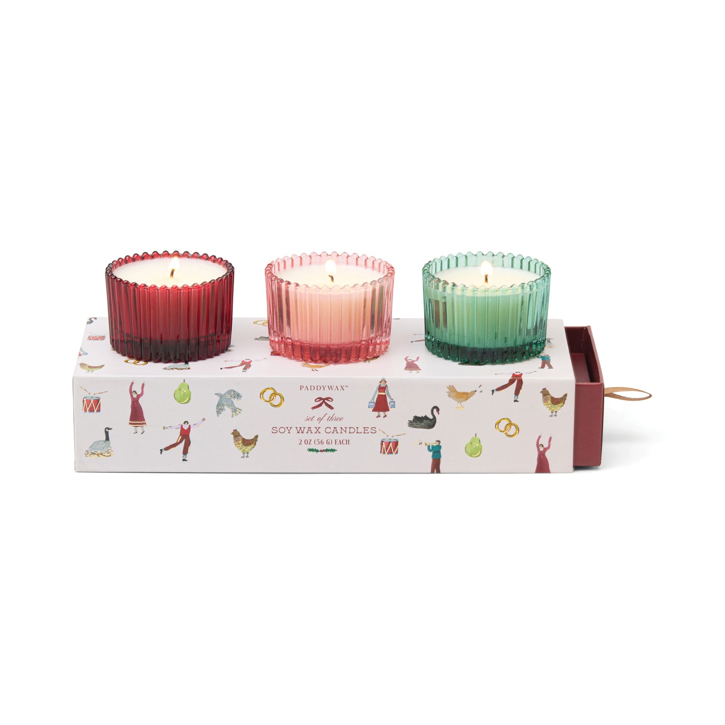 HOLIDAY RIBBED MERCURY GLASS BOXED GIFT SET OF 3
