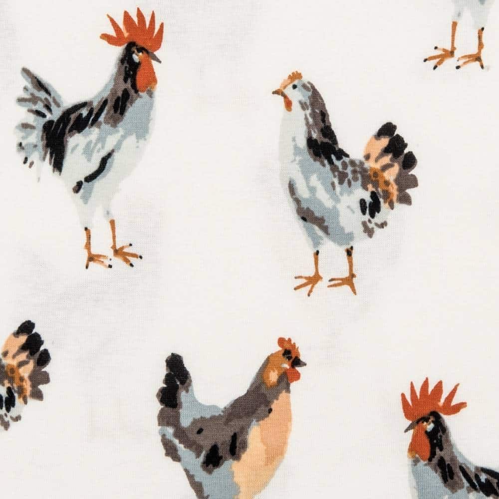 Chicken Organic Cotton Ruffle Zipper Footed Romper