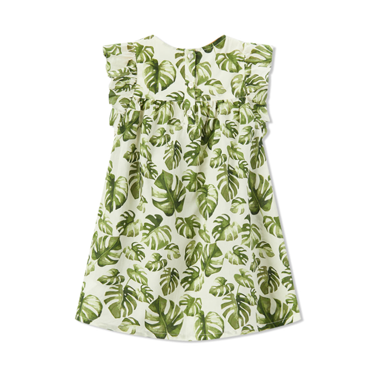 Island Leaf Butterfly Ruffle Dress
