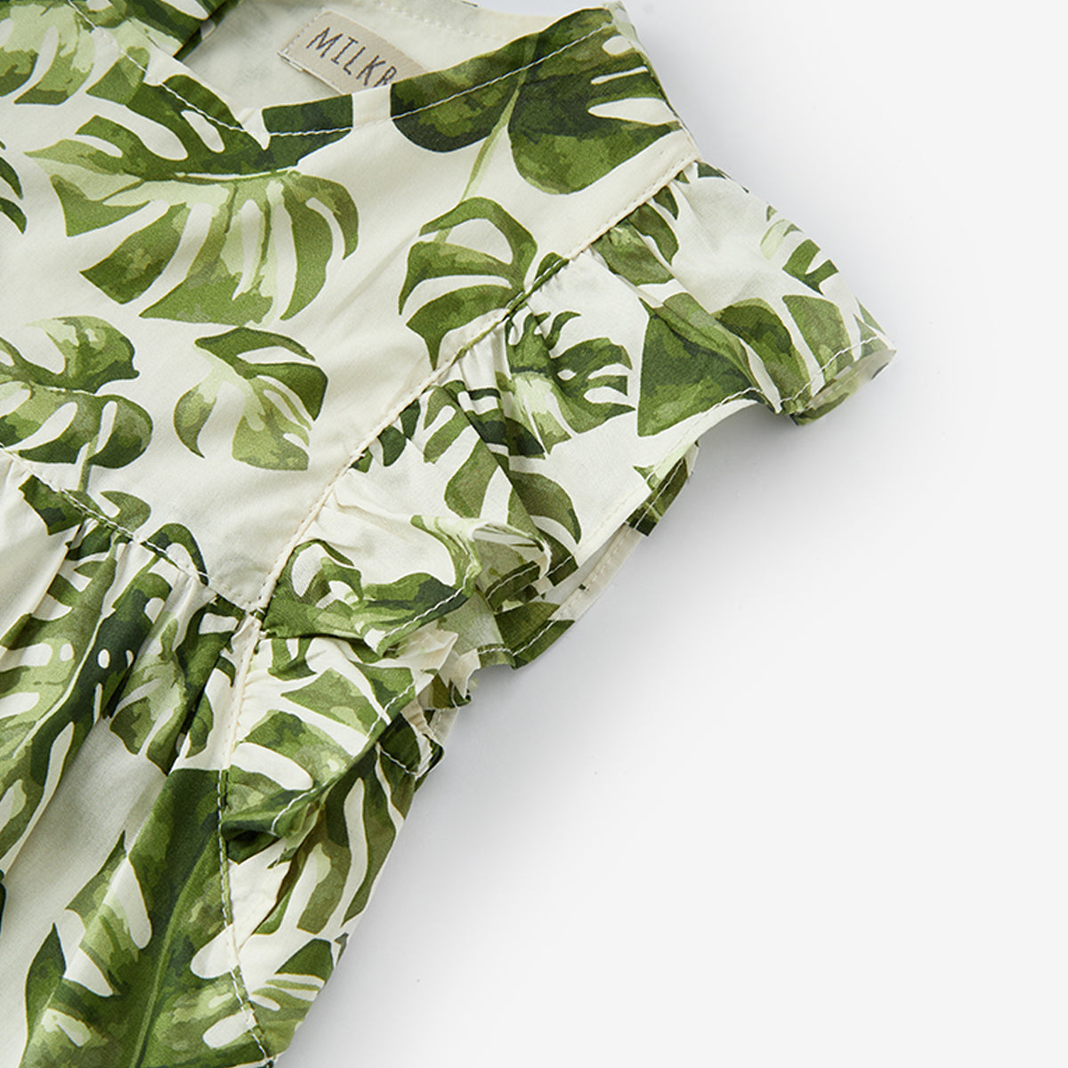 Island Leaf Butterfly Ruffle Dress