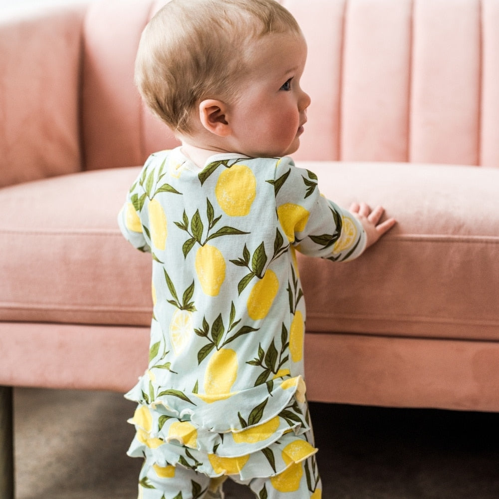 Chicken Organic Cotton Ruffle Zipper Footed Romper