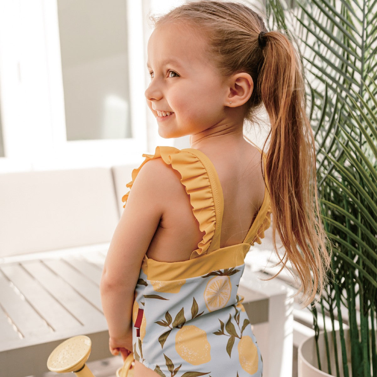 Strawberry Ruffle Square Neck Swimsuit