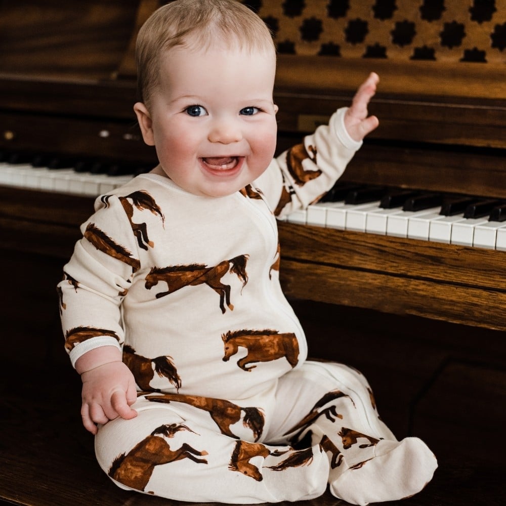 Chicken Organic Cotton Zipper Footed Romper