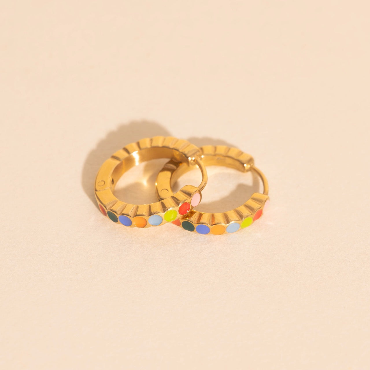 Colorful Dot Huggie Hoop Earrings