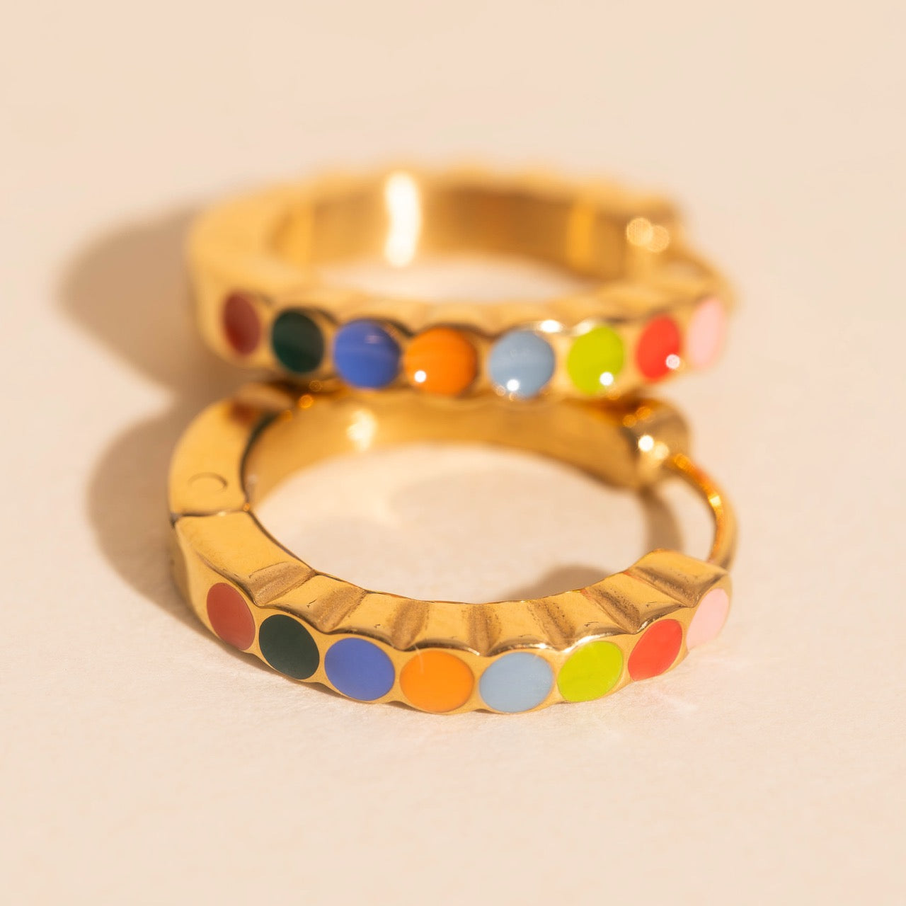 Colorful Dot Huggie Hoop Earrings