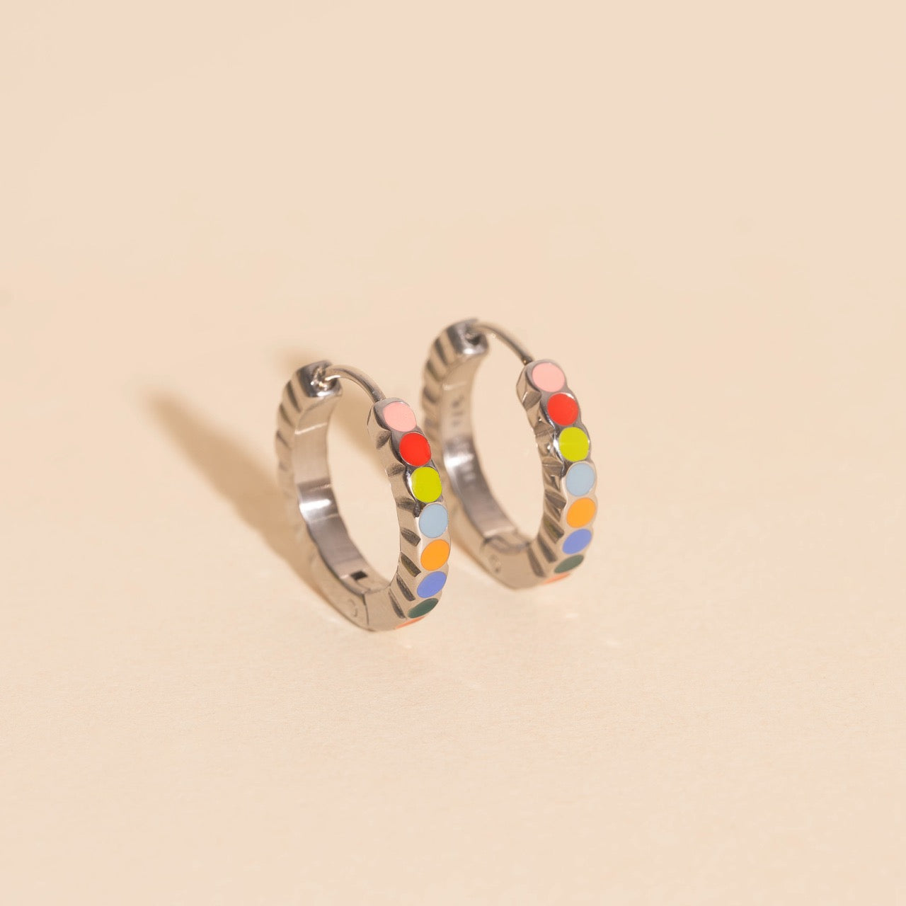Colorful Dot Huggie Hoop Earrings