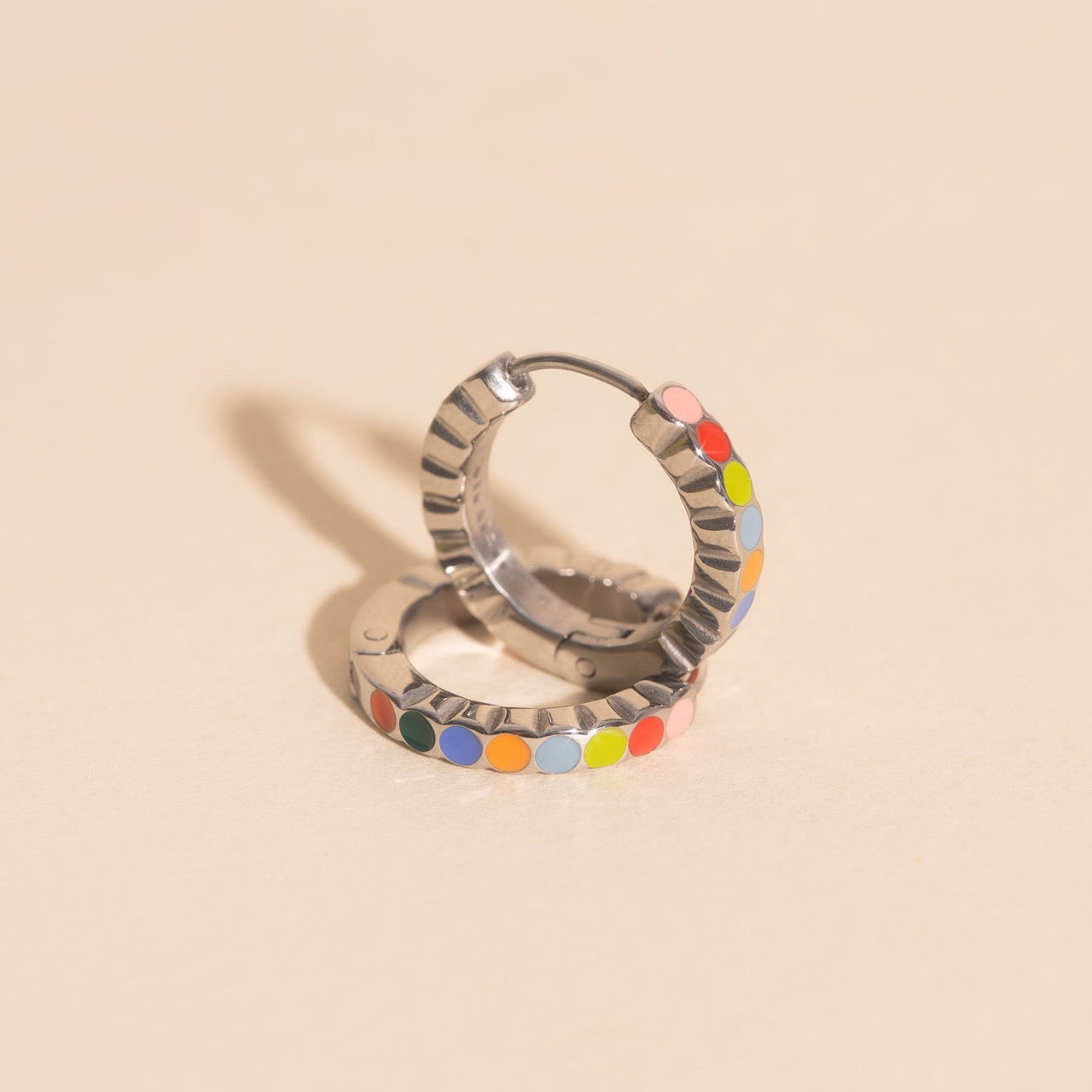 Colorful Dot Huggie Hoop Earrings