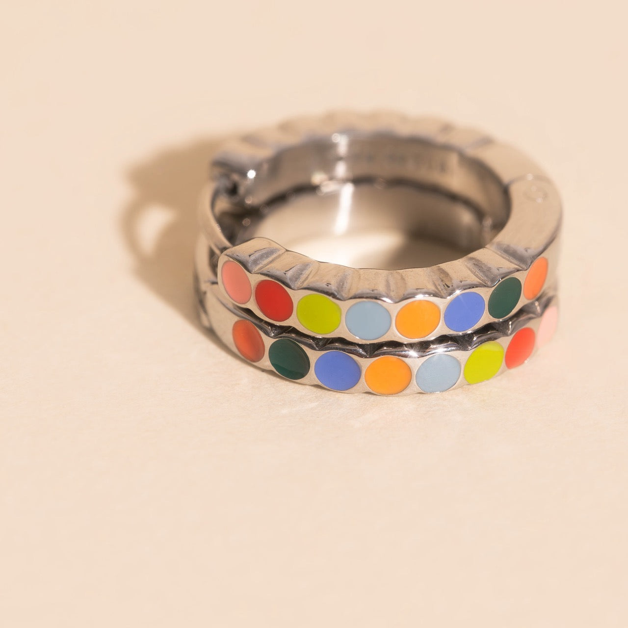 Colorful Dot Huggie Hoop Earrings