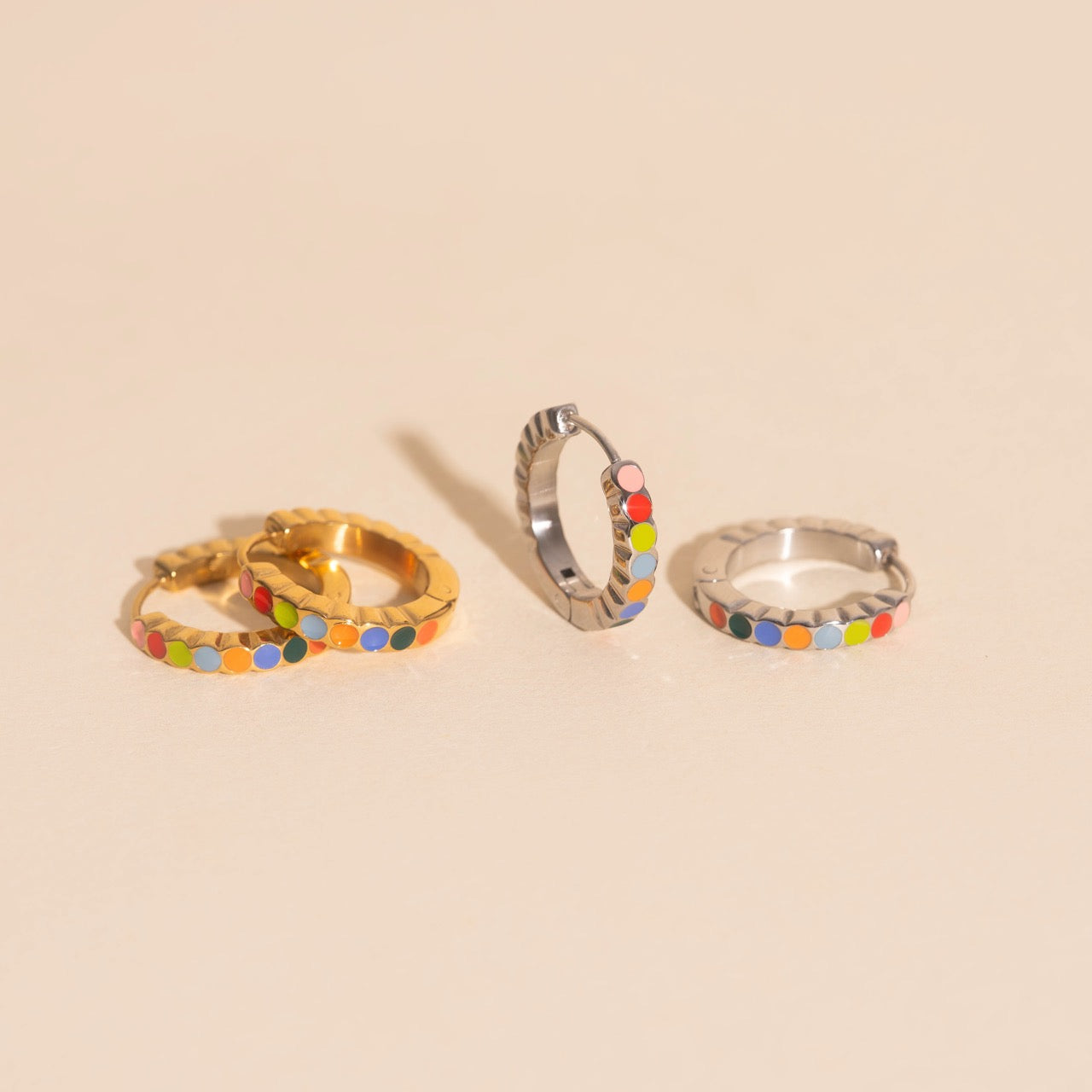 Colorful Dot Huggie Hoop Earrings