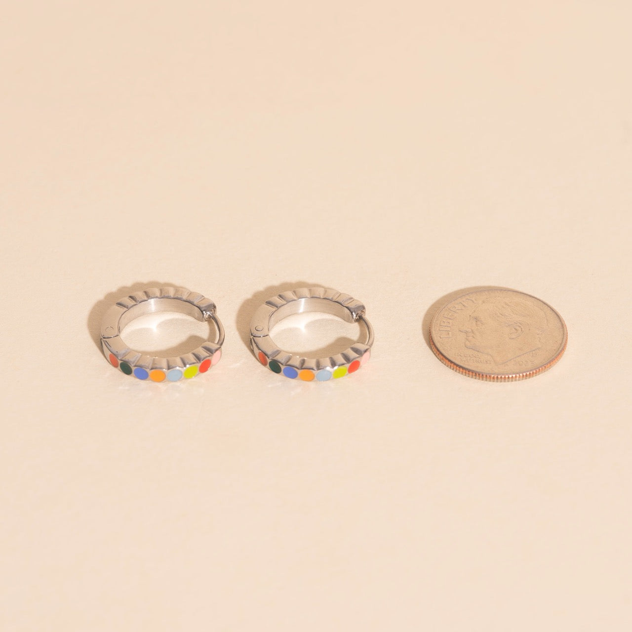 Colorful Dot Huggie Hoop Earrings