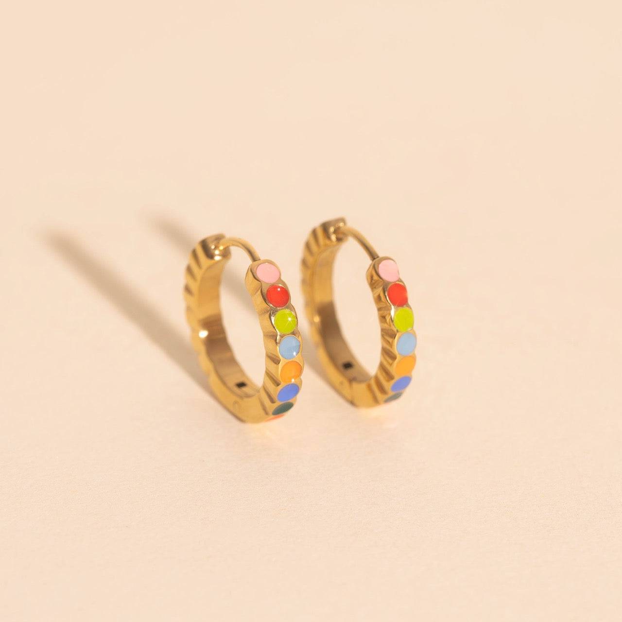Colorful Dot Huggie Hoop Earrings