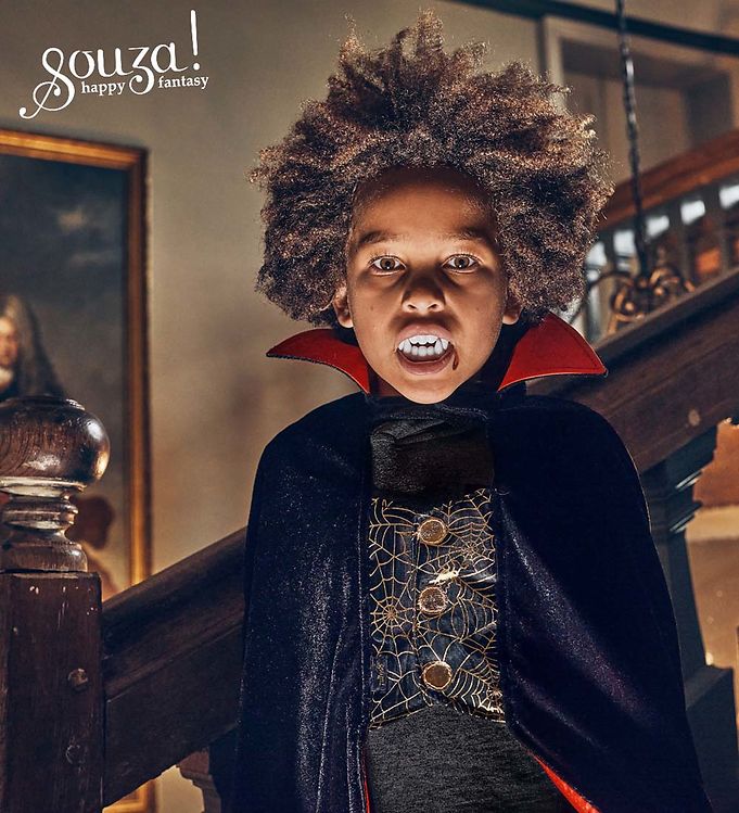 Dracula cape + teeth Costume Set for Children – Includes Accessories for Role-Play & Entertainment-sz 4-8 yrs