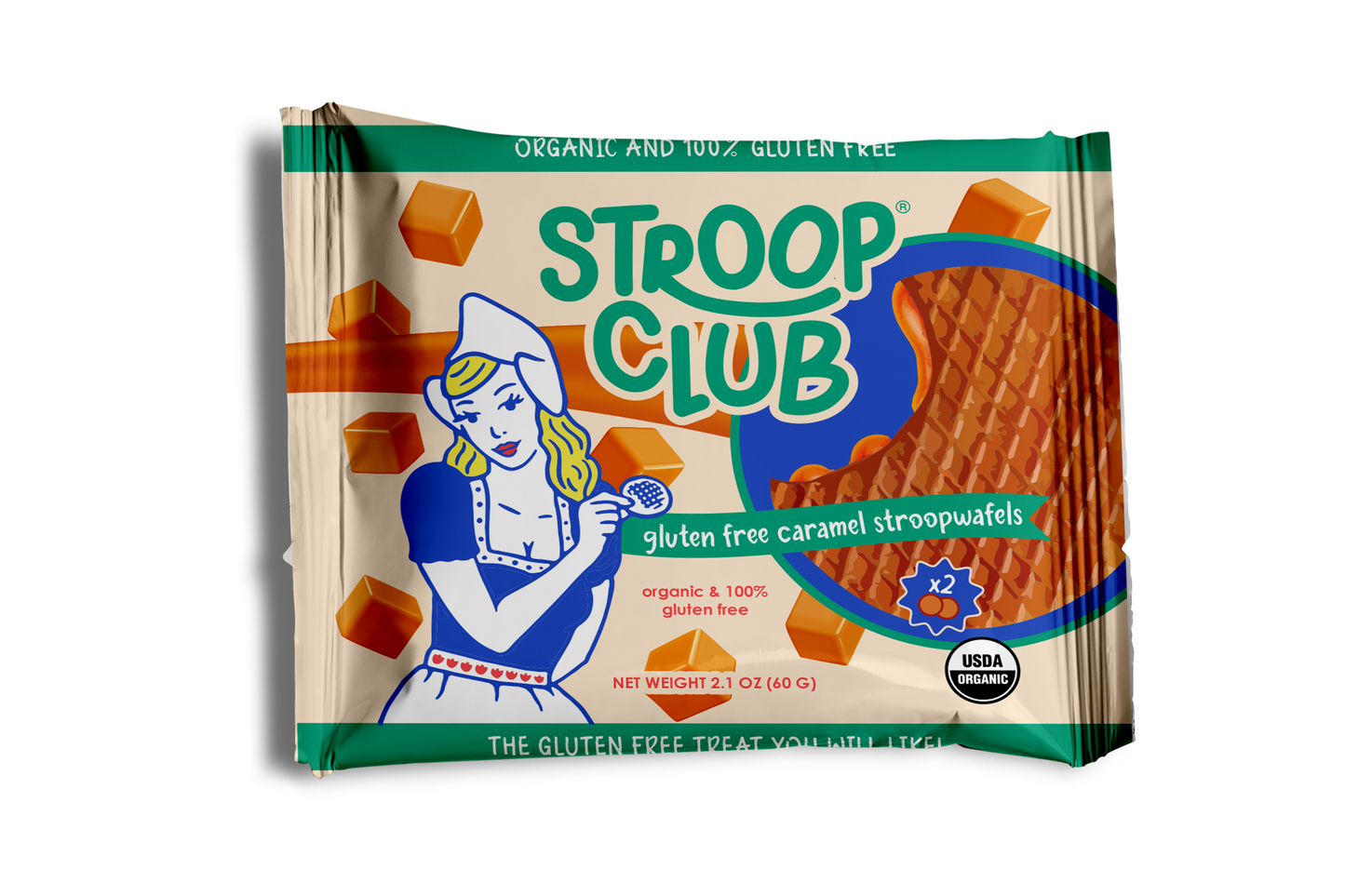 Gluten Free Caramel Organic Stroopwafel 2-pack **NON VEGAN**