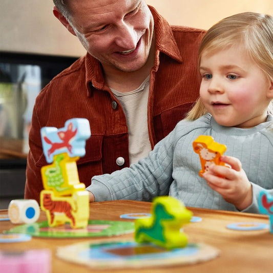 Family playing haba game