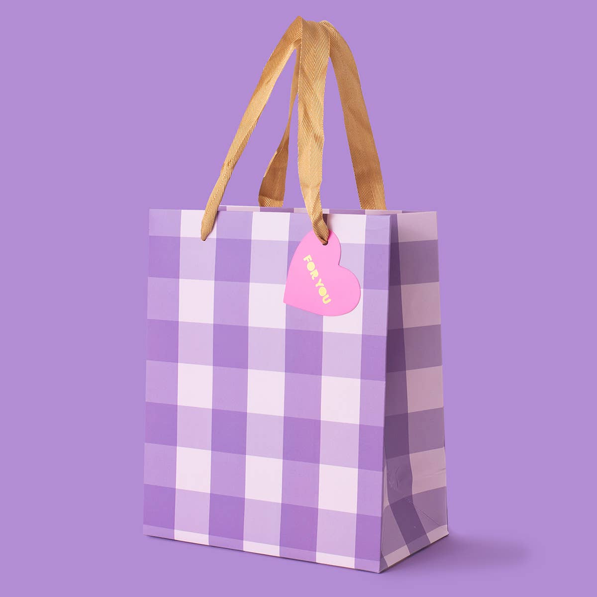 Gift Bags - Purple Gingham - Assorted Sizes to Choose From: Large - Margot's Mercantile