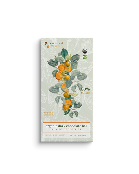 Organic Dark Chocolate bar with goldenberries