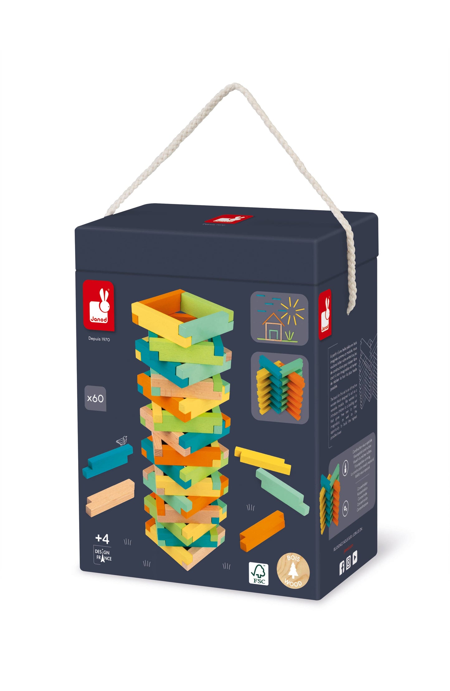 60 piece Construction Set | Wooden Building Kit