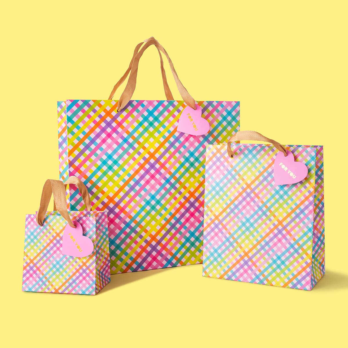 Gift Bags - Colorful Gingham - Assorted Sizes to Choose From: Large - Margot's Mercantile