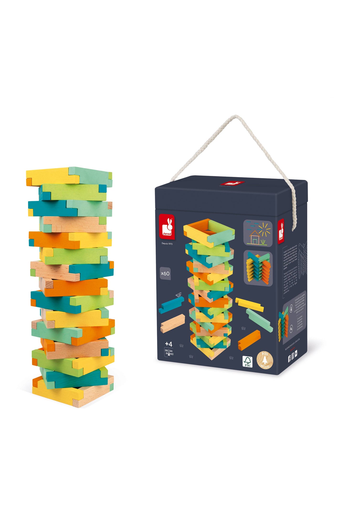 60 piece Construction Set | Wooden Building Kit