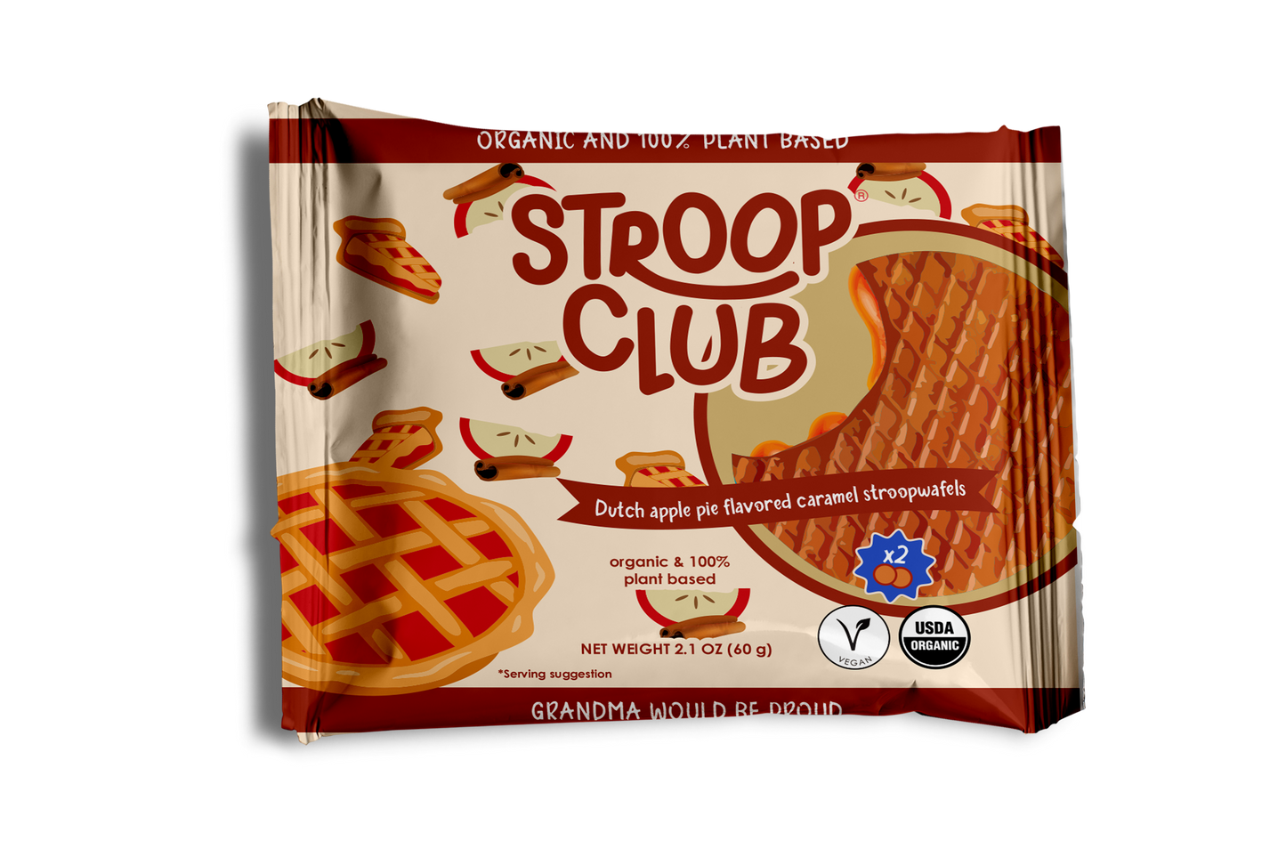 Apple Pie Caramel Organic and Plant Based Stroopwafel 2-pack