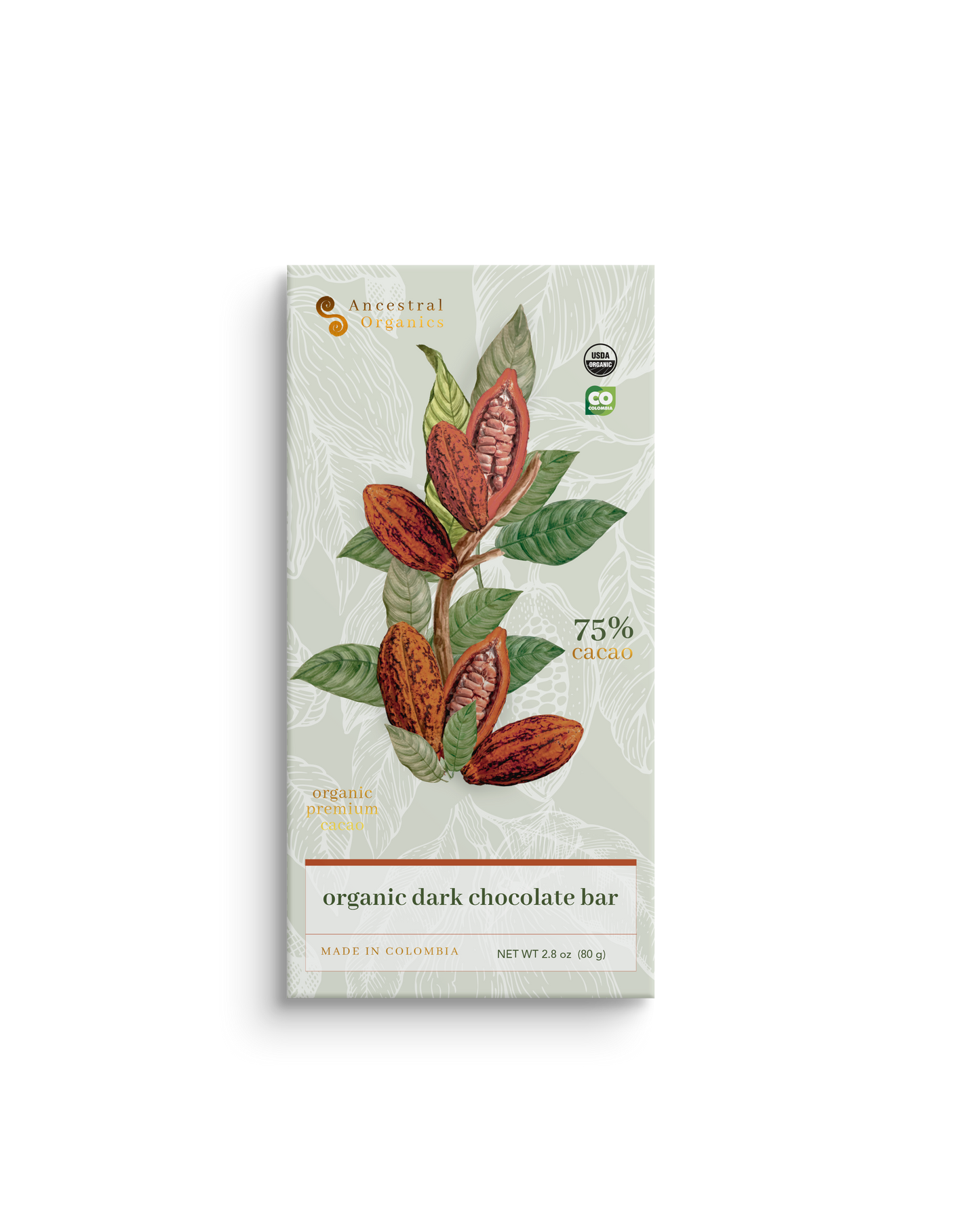 Organic Dark Chocolate Bar 75% Cacao
