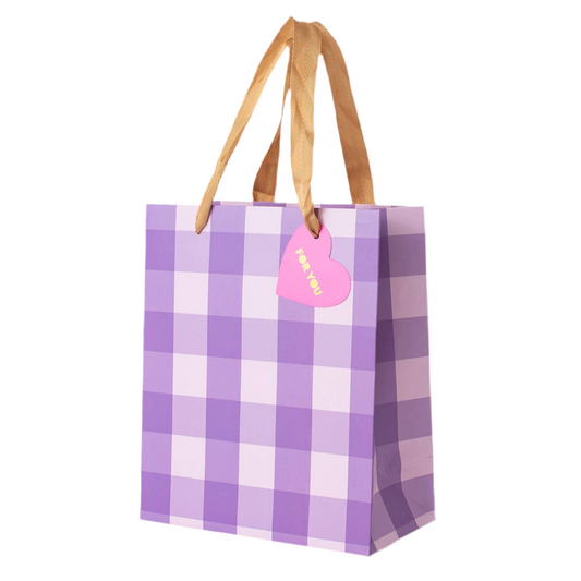 Gift Bags - Purple Gingham - Medium