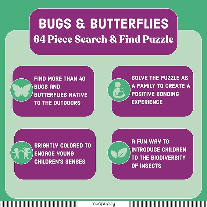 Bugs & Butterflies 64 Piece Search & Find Puzzle