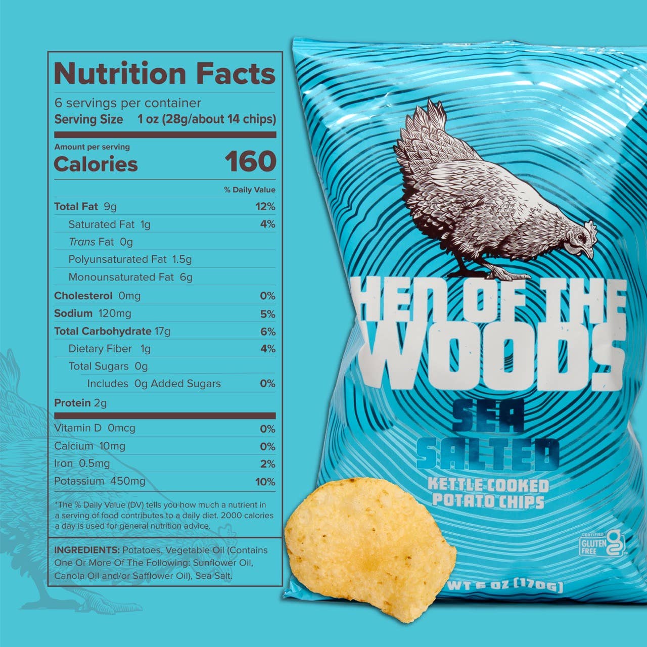 Sea Salted Kettle Cooked Potato Chips 6 OZ