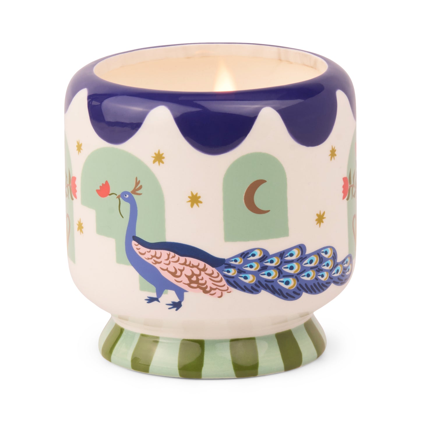 "Peacock" Ceramic Candle - Misted Lime 8oz