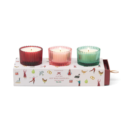 HOLIDAY RIBBED MERCURY GLASS  BOXED GIFT SET OF 3