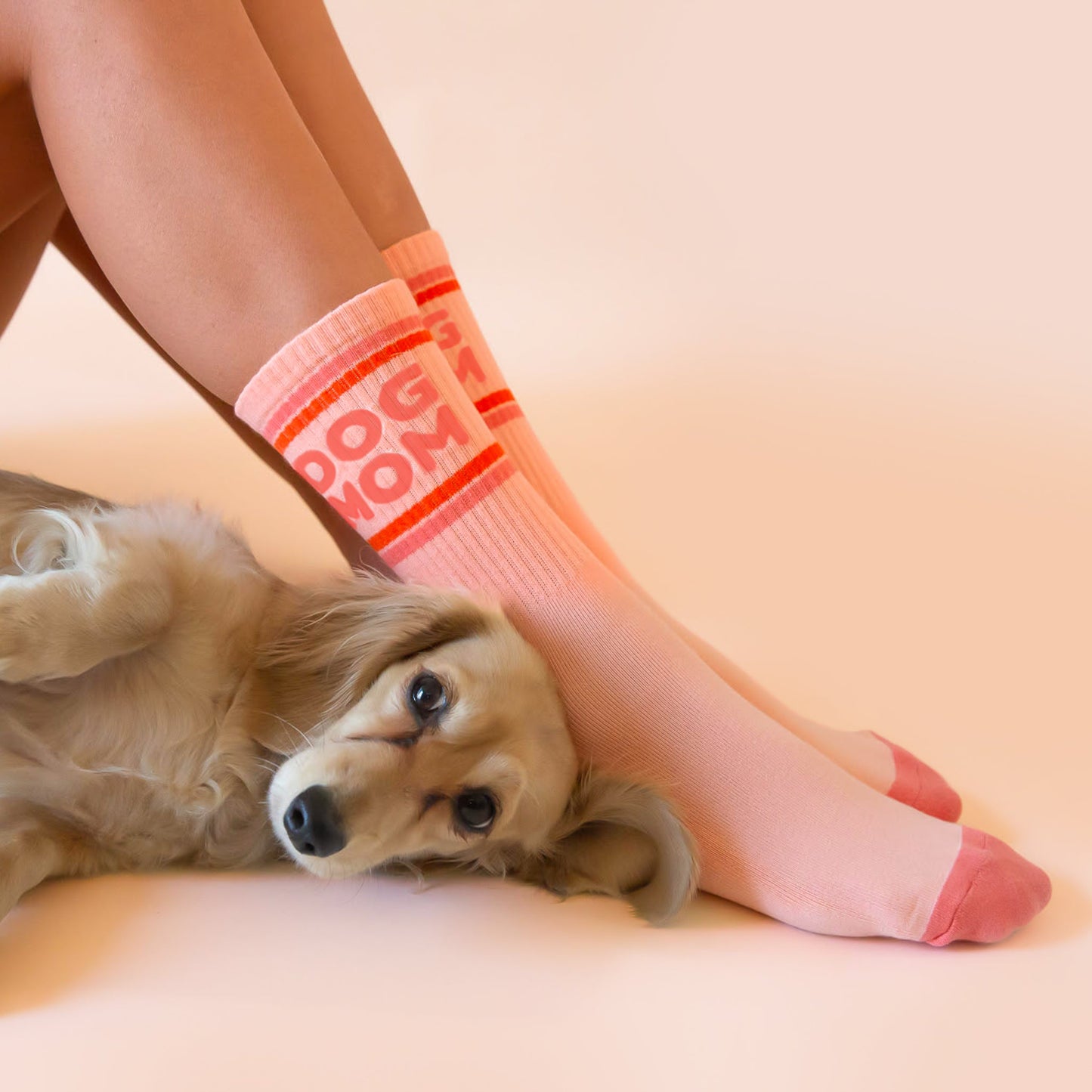 Dog Mom Striped Ribbed Crew Socks