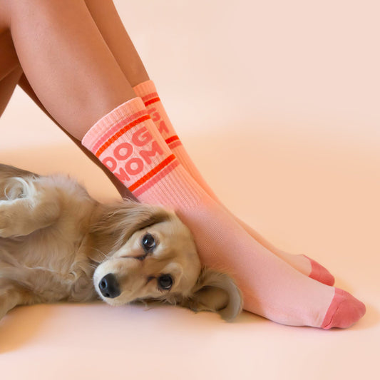 Dog Mom Striped Ribbed Crew Socks
