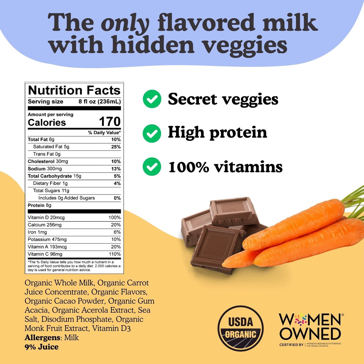 Chocolate Chip Cookie Organic Whole Milk Boxes, 12-pack
