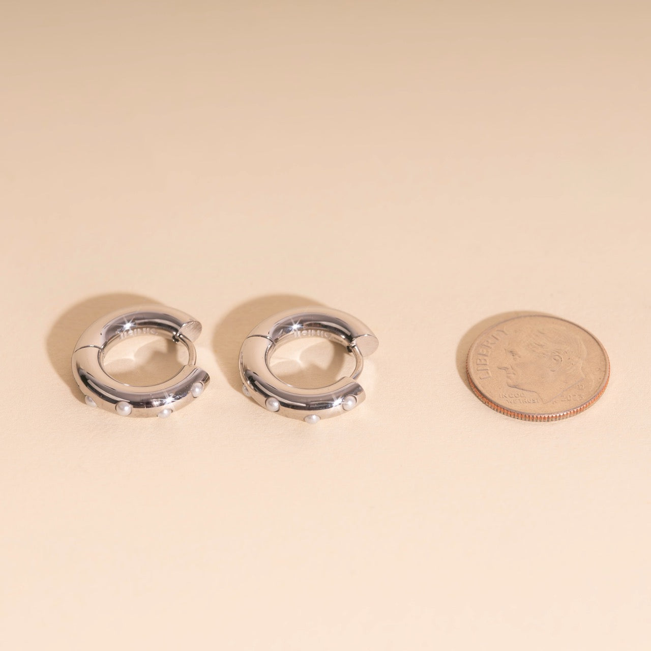 Pearl Chunky Rounded Huggie Hoop Earrings