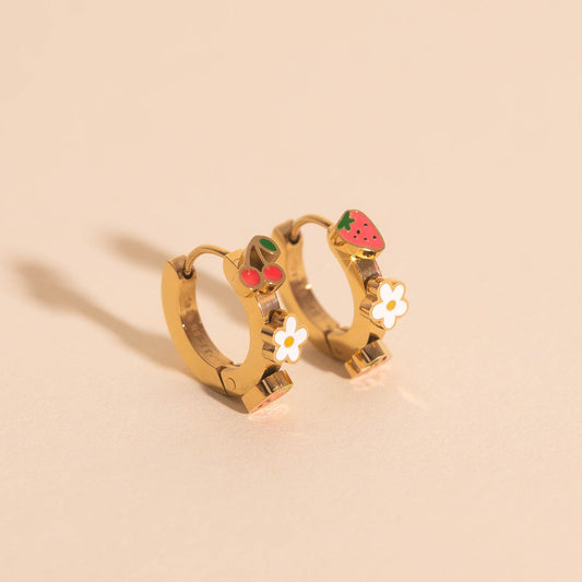 Berry Sweet 3D Huggie Hoop Earrings