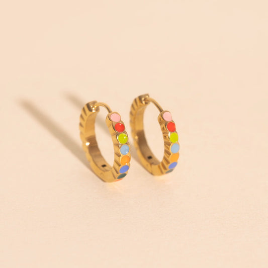 Colorful Dot Huggie Hoop Earrings